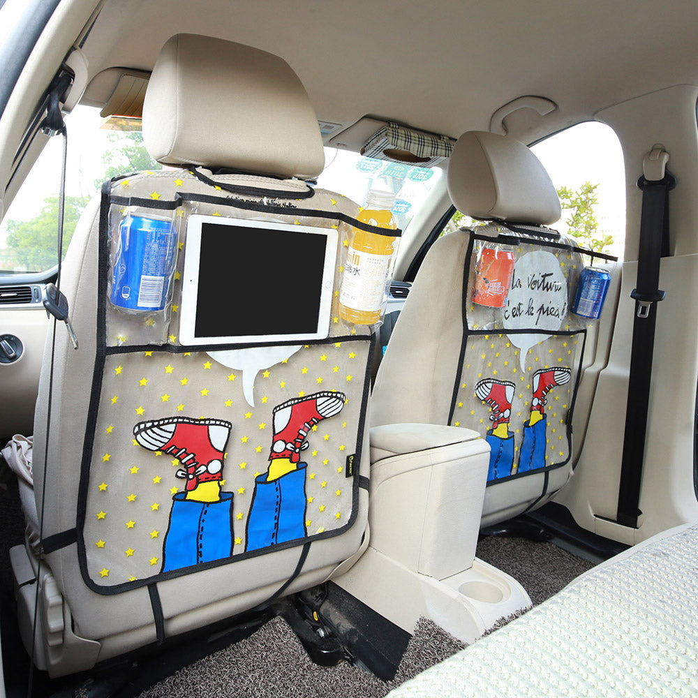 Catoon Shoes Styling Car Back Seat Protector Environmental Kicking Mat Seat Covers Storage Bag Organizer For Ipad 4 Air Pro Mini