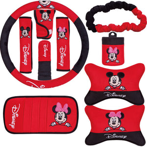 10pcs / set  Cartoon Mickey Hello Kitty Car Seat Cover Plush Universal Steering Wheel Cover