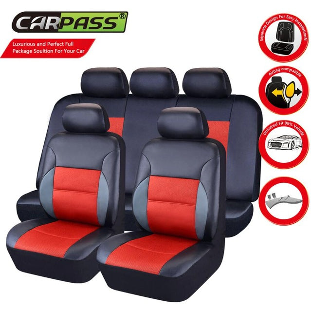 Car-pass PVC Leather Automotive Universal Car Seat Covers Fit Most Cars seat cover accessories For Kia Audi Ford Focus 2 Lada